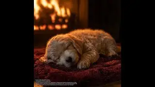 🐶 4 HOURS: Deep Sleep Music by Fireplace and Sleeping Puppy | Insomnia Relief