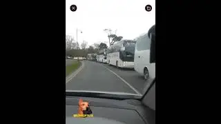 Dublin Ireland: 5 bus loads of ONLY MEN migrants