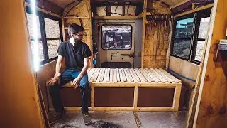 How to Build a Pullout Sleeper Sofa Bed Couch in a School Bus // Skoolie Conversion