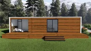 40ft luxury single bedroom container house with wooden cladding panel