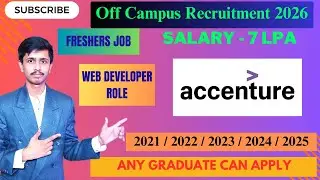 Accenture Recruitment 2026 for Freshers | Web Developer Role | Freshers Hiring 2026 | Off-Campus Job