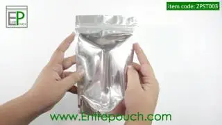 Clear Front Silver Back Zip Lock Resealable Stand Up Standing Pouch (SUP) - ZPST003