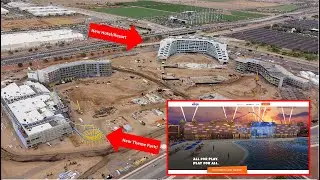 Drone footage of Mattel theme park construction in Glendale, AZ (Near Cardinals stadium)