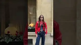 Luscious red 🌹 vinyl jacket Paris Fashion Week Fall 2023 street style