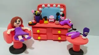 Miniature Beauty Salon Setup 💄 | Clay Makeup Table, Chair & Accessories | Satisfying Mini Craft
