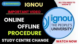 IGNOU Study centre change; Online/Offline procedure ; step by step #ignou #ignouassignment