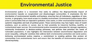 Short Paragraph on Environmental Justice