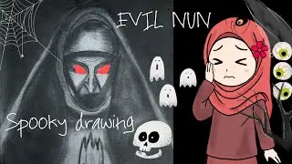 EVIL NUN Drawing with charcoal | NUN Drawing tutorial | Spooky drawing