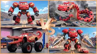 Epic Battle! 🏎️ Robot McQueen vs Crocodile Truck! 🐊 Crazy car stunts & evolution! Subscribe now!