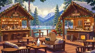 Peaceful Christmas Coffee Shop Porch by the Fire 🎄 Winter Lofi Chill❄️lofi beats to study/work/relax