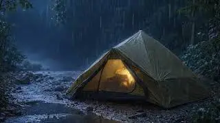 Deep Sleep Rain | Heavy Rain & Soft Thunder in a Cozy Forest Tent | No Music, No Ads