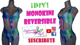 ▷Monokini Reversible con Amarre y Panty Alta ✅ . Curso de Monokini,One Piece