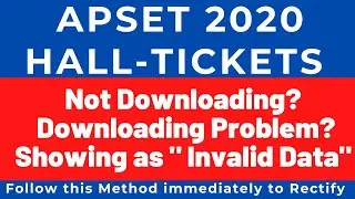 APSET Admit Cards (Hall Tickets) -Downloading Problem ?