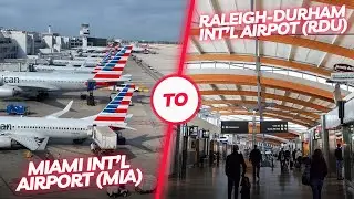 TRIP REPORT MIAMI (MIA) to Raleigh-Durham (RDU)  American Boeing B737, Take Off, Landing in NC. (4K)