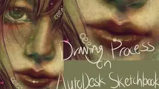 Close up portrait drawing on the Autodesk Sketchbook app