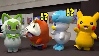【ポケモンSV】話題の新ポケモン「ニャオハ」が立った！！ピカチュウたちと戯れてみた！