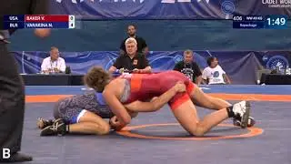 Repechage WW - 49 kg: N. VARAKINA (BLR) df. V. BAKER (USA) by VPO1, 16-8