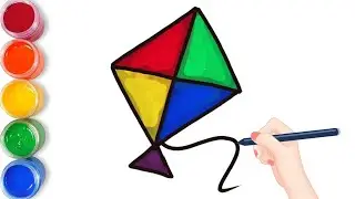 Kite 🪁 drawing tutorial step by step for kids and toddlers - kids drawing