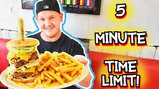 CRAZY 5 MINUTE 3 POUND BURGER CHALLENGE IN CALI AT ROY'S CAFE!