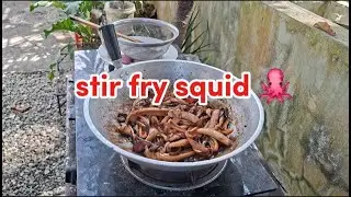 Cook and clean squid 🐙  stir fry squid for lunch