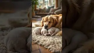 🐶 Golden Retriever Naps with Her 2 Puppies | Cutest Family Nap Ever 💛