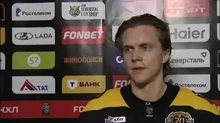 Иван Подшивалов после 1-го периода матча с ХК «Спартак». 42-й тур КХЛ-25/26