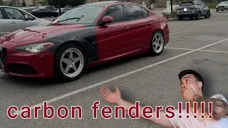 Alfa Romeo Giulia carbon fiber fender install !!!
