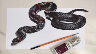 3D Snake Drawing | How to Paint 3D Snake  | Hyper Realistic Drawing