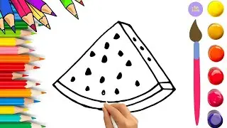 How To Draw cute Watermelon Drawing, Painting & Coloring For Kids and Toddlers_🌈🎨