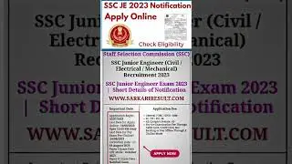 #SSC Junior Engineer JE Online Form 2023 #latest