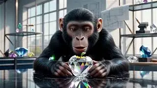 Monkey eating apple of diamond 