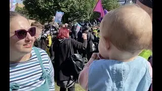 Protesters call baby a 'fascist' at Antifa Brighton direct action
