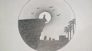 Easy Scenery Drawing Step by Step | Pencil Sketch for Beginners