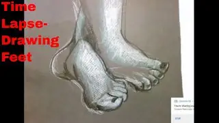 Drawing Feet on Dark Gray Paper- Time Lapse- Life Drawing