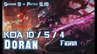 GRF Doran FIORA vs Gen CuVee IRELIA Top - Patch 9.19 KR Ranked