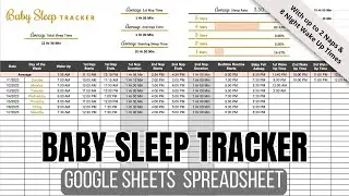 Baby Sleep Tracker Spreadsheet (Google Sheet) - tracks up to 2 Naps and 8 Wake Up Times