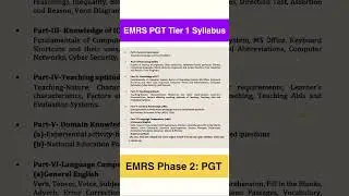 EMRS PGT Tier 1 Syllabus 🔖📚 #emrsrecruitment