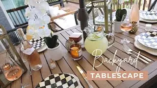 Simple Outdoor Summer Tablescape Set Up
