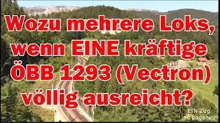 Wozu mehrere Loks wenn EINE kr&auml;ftige &Ouml;BB 1293 (Vectron) v&ouml;llig ausreicht?Eine 1293 mit langem Zug
