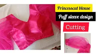 V neck design Trending blouse/Princesscut blouse cutting/puff sleeve/@Diyastitchingvlogs