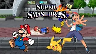 Mario Vs Ash's Pikachu !! Super Smash Bros 3DS !! (ft. Ritoleah VA Added)