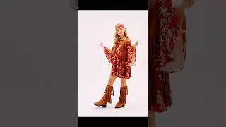 Hippie Kost&uuml;m M&auml;dchen Set Fransen Weste Kleid Hippie Lustige Kleidung #kost&uuml;m#fasching #karneval