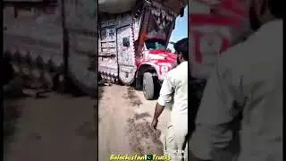 Hay Loaded Bedford Truck Offroad Driving in Pakistan
