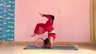 Inversion yoga class with wheel