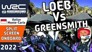 S&eacute;bastien Loeb Vs Gus Greensmith : WRC Rally Onboard Split Screen from WRC Rallye Monte-Carlo 2022