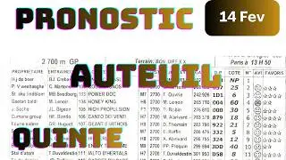 Pronostic Quint&eacute; 14 FEV 2026&ndash; Analyse Gagnan AUTEUIL