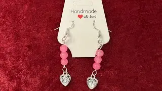 Pink Heart Drop Earrings 