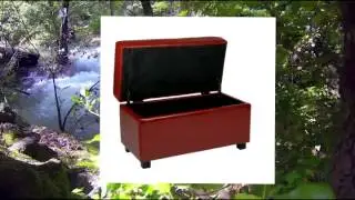 OSP Designs Metro Faux Leather Storage Ottoman Crimson Red