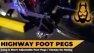 HOGWORKZ&reg; Long & Short Angled Adjustable Highway Foot Pegs / Clamps for Harley Davidson&reg;