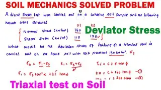 how to solve triaxial test problem, shear stress, deviator stress, Shear strength parameters of soil